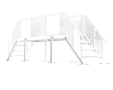 Arka planda izole edilmiş, 3D resimli merdivenler