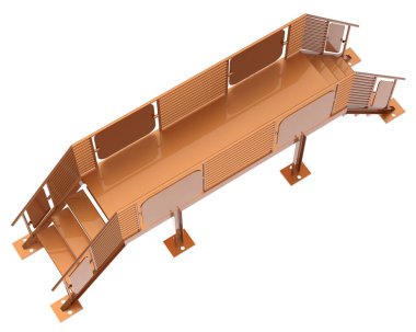 Arka planda izole edilmiş, 3D resimli merdivenler