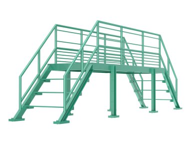 Arka planda izole edilmiş, 3D resimli merdivenler