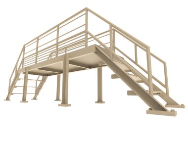 Arka planda izole edilmiş, 3D resimli merdivenler