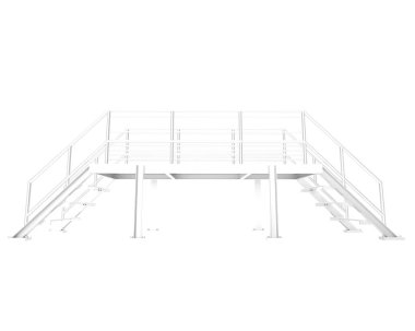 Arka planda izole edilmiş, 3D resimli merdivenler