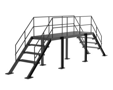 Arka planda izole edilmiş, 3D resimli merdivenler