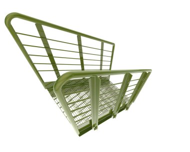 Arka planda izole bir merdiven var. 3d görüntüleme - illüstrasyon