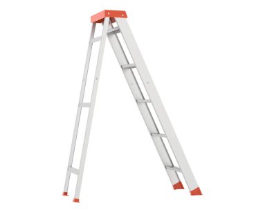 Beyaz arka planda izole edilmiş kişisel merdiven. 3d görüntüleme - illüstrasyon