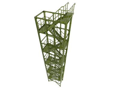 Yangın merdiveni beyaz arka planda izole edilmiş. 3d görüntüleme - illüstrasyon
