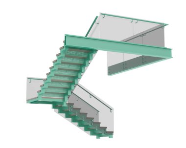 Arka planda izole bir merdiven var. 3d görüntüleme - illüstrasyon