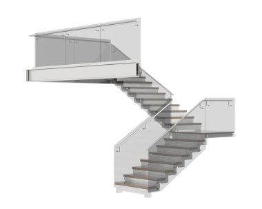 Arka planda izole bir merdiven var. 3d görüntüleme - illüstrasyon