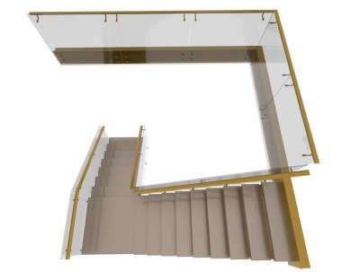 Arka planda izole bir merdiven var. 3d görüntüleme - illüstrasyon