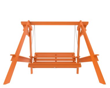 Arkaplanda izole edilmiş ahşap bahçe salıncağı