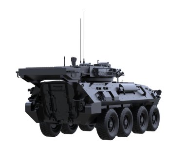 Beyaz arka planda bir savaş aracı. 3d görüntüleme - illüstrasyon