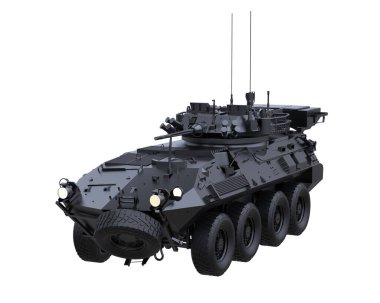 Beyaz arka planda bir savaş aracı. 3d görüntüleme - illüstrasyon