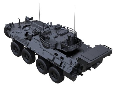 Beyaz arka planda bir savaş aracı. 3d görüntüleme - illüstrasyon