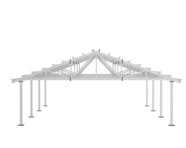 Depo iskeleti arka planda izole edildi. 3d görüntüleme - illüstrasyon