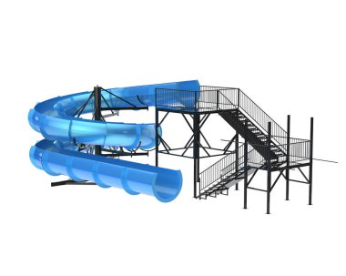 Su parkı slaytları arka planda izole. 3d oluşturma