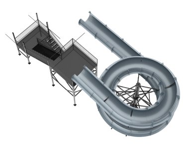 Su parkı slaytları arka planda izole. 3d oluşturma