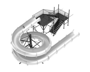 Su parkı slaytları arka planda izole. 3d oluşturma