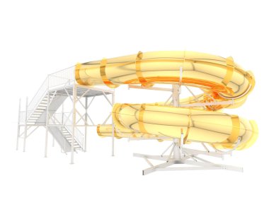 Su parkı slaytları arka planda izole. 3d oluşturma