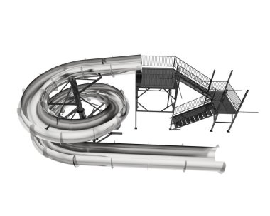 Su parkı slaytları arka planda izole. 3d oluşturma