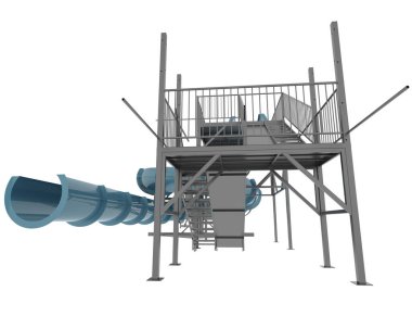 Su parkı slaytları arka planda izole. 3d oluşturma