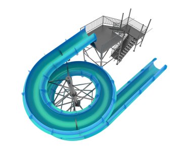 Su parkı slaytları arka planda izole. 3d oluşturma