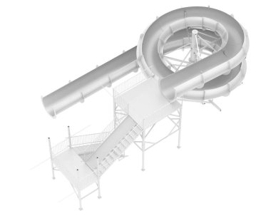 Su parkı slaytları arka planda izole. 3d oluşturma