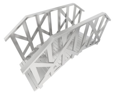 beyaz zemin üzerine ahşap köprü