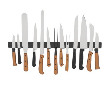 Beyaz arkaplanda bıçak seti