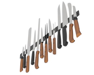 Beyaz arkaplanda bıçak seti