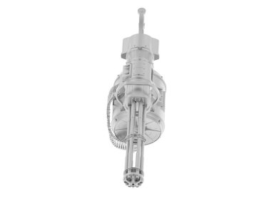 Makineli tüfek beyaz arka planda izole edilmiş. 3d görüntüleme - illüstrasyon