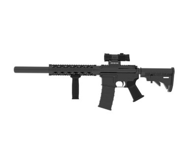 Makineli tüfek beyaz arka planda izole edilmiş. 3d görüntüleme - illüstrasyon