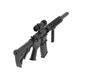 Makineli tüfek beyaz arka planda izole edilmiş. 3d görüntüleme - illüstrasyon