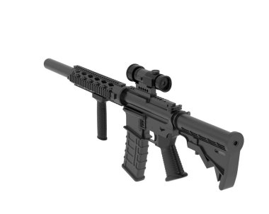 Makineli tüfek beyaz arka planda izole edilmiş. 3d görüntüleme - illüstrasyon