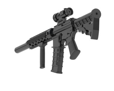 Makineli tüfek beyaz arka planda izole edilmiş. 3d görüntüleme - illüstrasyon