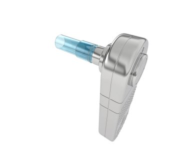 Beyaz arka planda astımı olan hastalar için tıbbi sprey. 3d görüntüleme - illüstrasyon