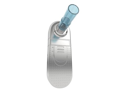 Beyaz arka planda astımı olan hastalar için tıbbi sprey. 3d görüntüleme - illüstrasyon