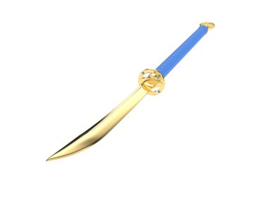 Gri arka planda izole edilmiş ortaçağ silahları. 3d görüntüleme - illüstrasyon