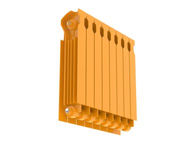 Radyatör gri arkaplanda izole edilmiş. 3d görüntüleme - illüstrasyon