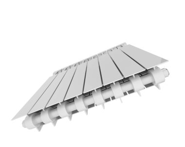 Radyatör gri arkaplanda izole edilmiş. 3d görüntüleme - illüstrasyon