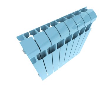 Radyatör gri arkaplanda izole edilmiş. 3d görüntüleme - illüstrasyon