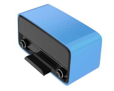 Beyaz arka planda izole edilmiş bir radyo çalar. 3d görüntüleme - illüstrasyon