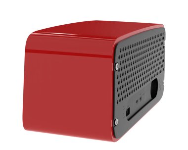 Beyaz arka planda izole edilmiş bir radyo çalar. 3d görüntüleme - illüstrasyon