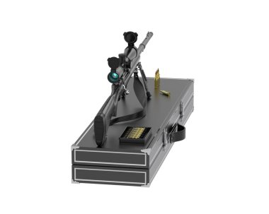 Tüfek beyaz arka planda izole edildi. 3d görüntüleme - illüstrasyon
