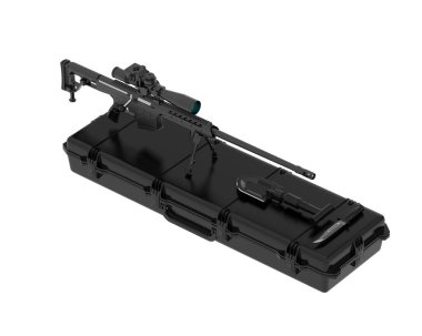 Tüfek beyaz arka planda izole edildi. 3d görüntüleme - illüstrasyon