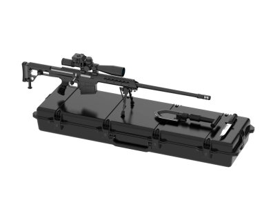 Tüfek beyaz arka planda izole edildi. 3d görüntüleme - illüstrasyon