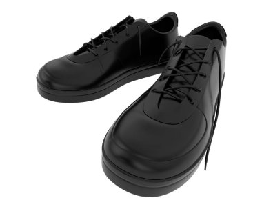 Beyaz arka planda izole erkek ayakkabıları. 3d görüntüleme - illüstrasyon