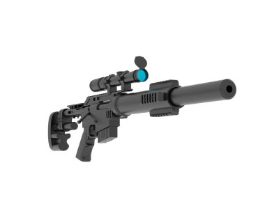 Makineli tüfek beyaz arka planda izole edilmiş. 3d görüntüleme - illüstrasyon