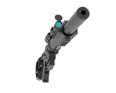 Makineli tüfek beyaz arka planda izole edilmiş. 3d görüntüleme - illüstrasyon