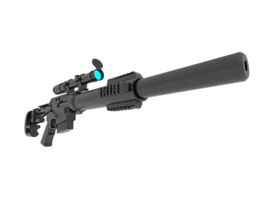 Makineli tüfek beyaz arka planda izole edilmiş. 3d görüntüleme - illüstrasyon