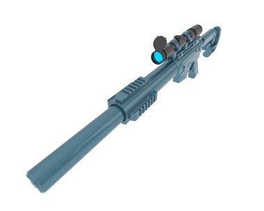 Makineli tüfek beyaz arka planda izole edilmiş. 3d görüntüleme - illüstrasyon