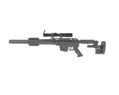 Makineli tüfek beyaz arka planda izole edilmiş. 3d görüntüleme - illüstrasyon